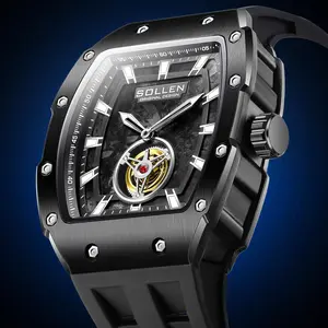 SOLLEN 727 Luxury Men's Flywheel Watch Tonneau Case Multifunction Quartz Luminous Waterproof Perfect Gift for Boyfriend Husband or Dad MensWatch LuxuryGift Trending Watchsoftiktok