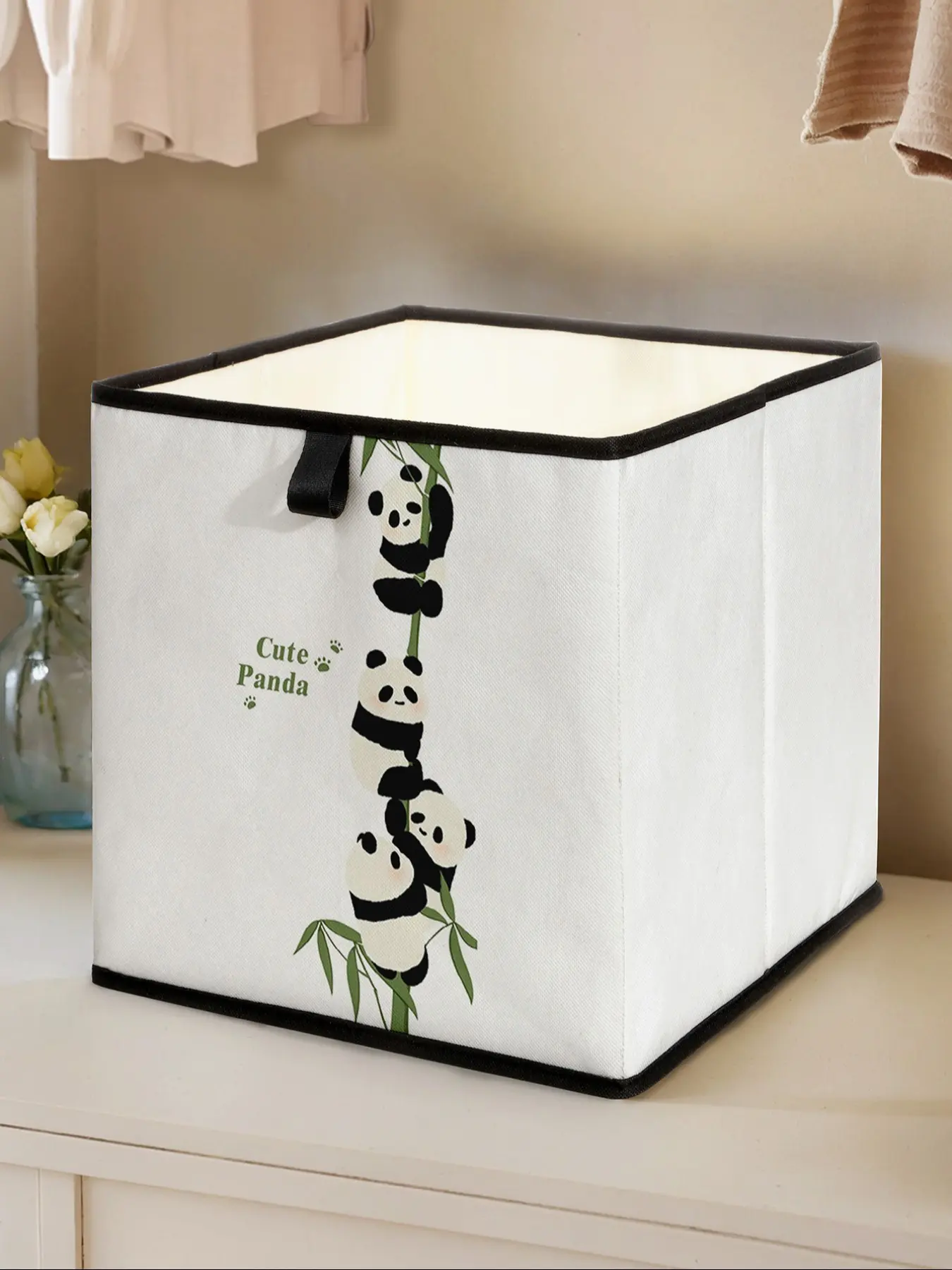 Panda Pattern Open Storage Box, Stackable Drawer Organizer, Durable Multi-Functional Design for Home Dorm Room Organization