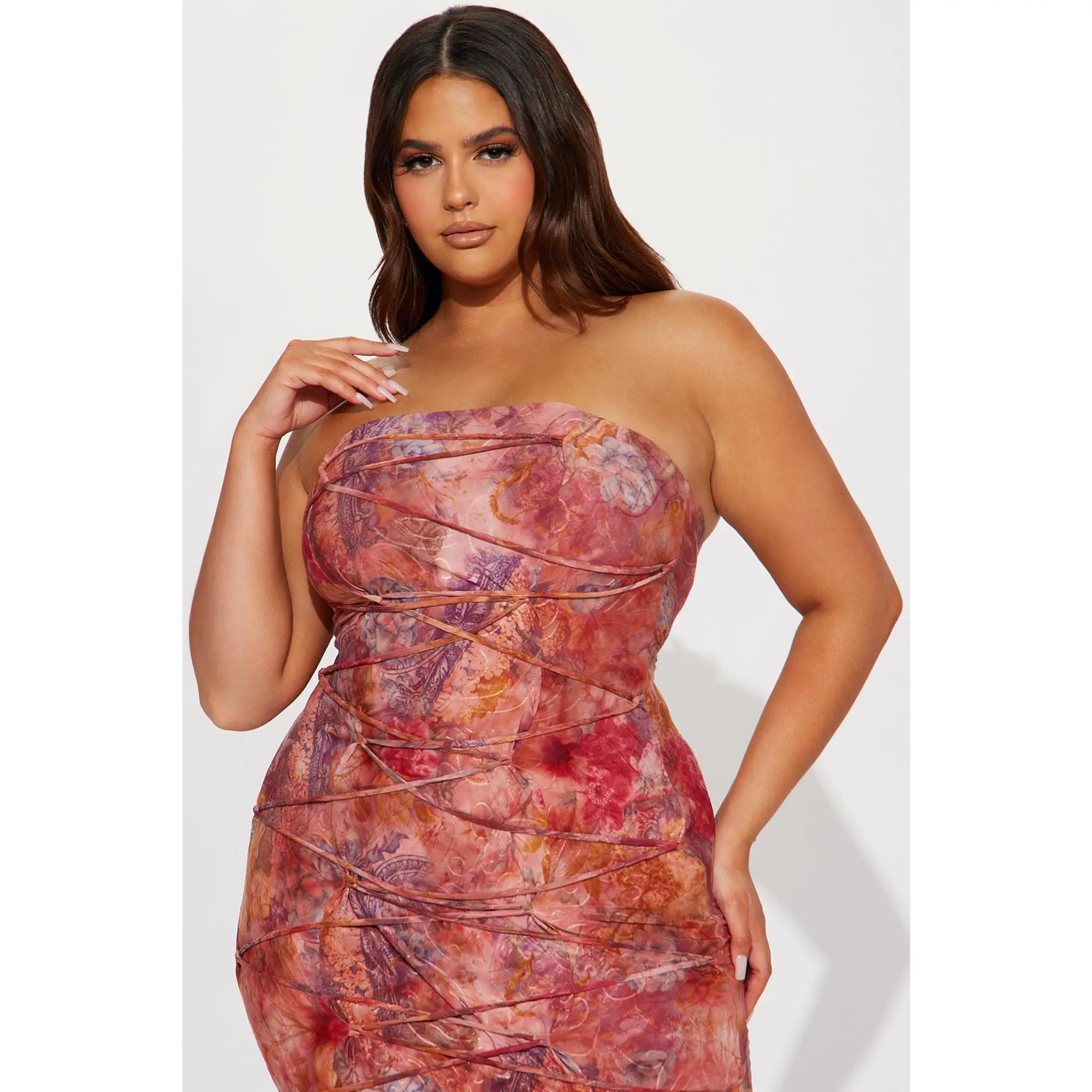 pink wrap dress maxi Flowy Hot Pink Women's Maxi Wrap Dress XL