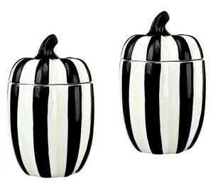 10 Strawberry Street Set of 2  Large Black Gourd Canisters