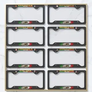Mexico State License Plate Frame, Mexican Heritage Car Tag Holder, Chiapas Baja California Sur Morelos Auto Frame, Patriotic Mexico Flag License Plate Cover Gift