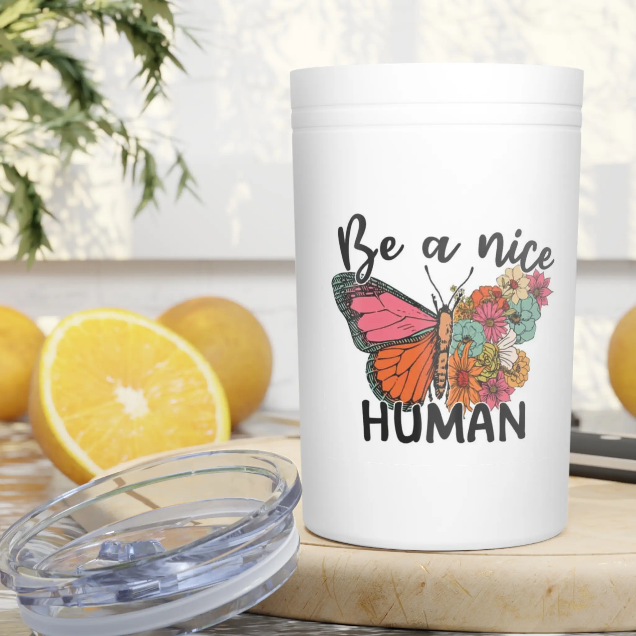 Be a Nice Human Butterfly Graphic, Vacuum Insulated Tumbler, 11oz