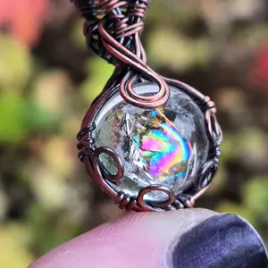Natural Stone Anxiety Fidget Spinner Copper Pendant - Handcrafted with Copper Wire and Natural Stone for Stress Relief