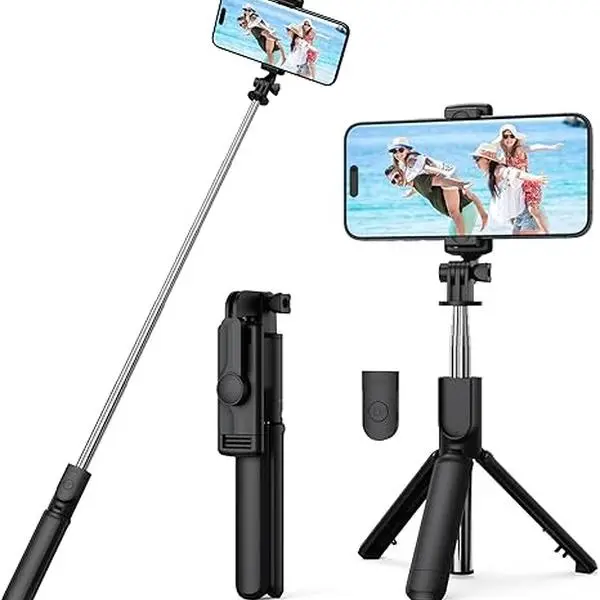 Selfie Stick Tripod, Retractable Selfie Stick Tripod with Wireless Remote Control, for Photograph, Live Streaming, Video Recording, Compatible with Android, iPhone and More