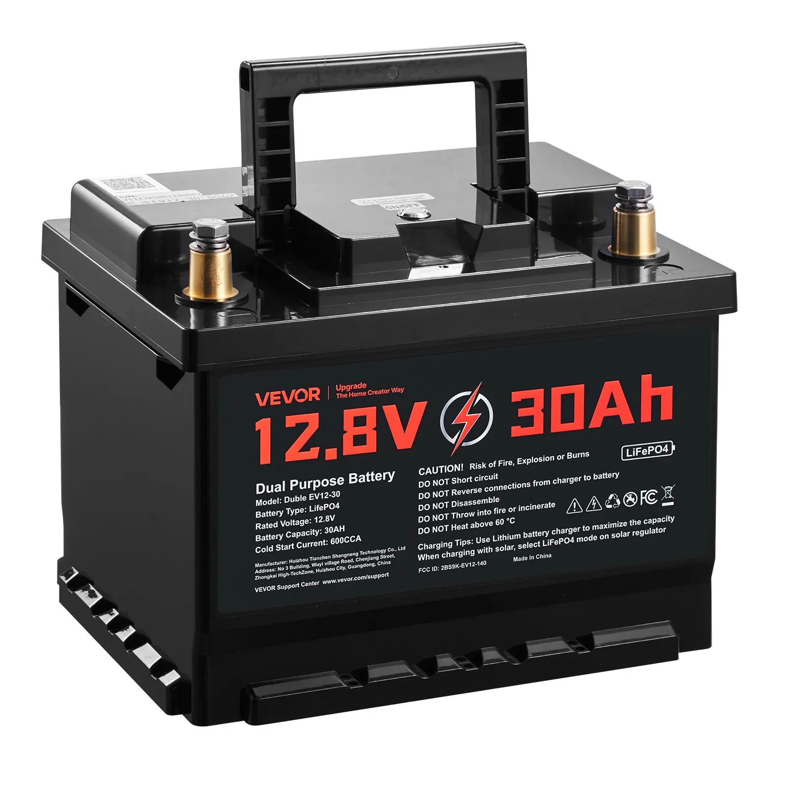 【Summerfinds】VEVOR 12V 30Ah Dual Purpose LiFePO4 Lithium Battery, 600 CCA Group 47, Car Start-Stop Lithium-ion Starter Battery Plus Deep Cycle, Built-in Smart BMS, for Automotive, Trolling Motor, Engine Starting, Battery Booster, Rechargeable Battery