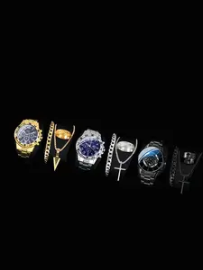 12 piece set of men's luxury watches and accessories - quartz analog watch with analog display screen, Quartz Movement, suitable for daily wear, gatherings, and holiday gifts - men's elegant watch, business quartz watch, fashionable watch