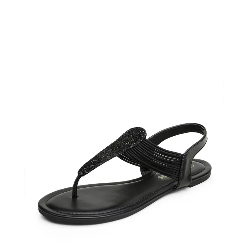 Dream Pairs Women's Elegant Gladiator Sandals with Sparkle Finish, Slip On Flat Footwear with Elastic Ankle Strap and Padded Insole for Summer Casual Walking, Walking Shoes, Women Sandals, Women's Sandals