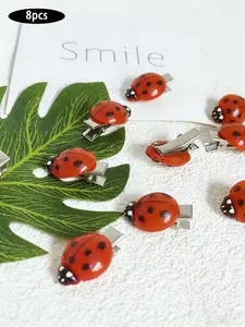 8 pcs Ladybug Hair Clips Set | Cute & Kidcore Aesthetic Super Cute Clips | 3D Resin Ladybird Barrettes, Non-slip Gentle on Hair Alligator Clips | Ideal for Girls & Kids, Daily Wear & Hairstyling