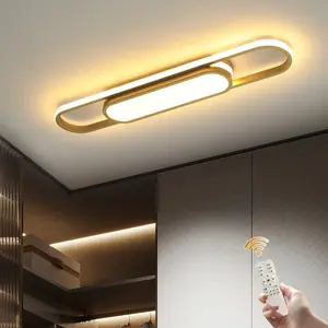 29.5in Modern LED Dimmable Flush Mount Gold Acrylic Linear Ceiling Light Fixture for Living Room, Kitchen, Dining Room (3000-6500K)