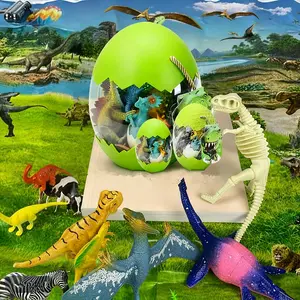 Dinosaur Egg Tyrannosaurus Rex Triceratops Set, Realistic Soft Plastic Animal Models, Action Figures, Birthday Christmas Halloween Party Best Gift