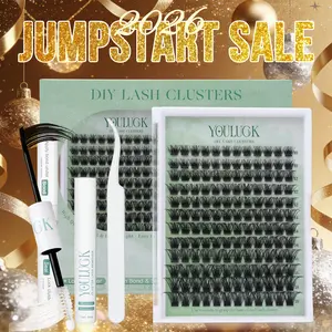 YOULUCK DIY Lash Clusters Kit - Soft Fluffy Long-Lasting Lashes with Glue Remover & Tweezer for Beginners Easy At-Home Application - Eyelash Set