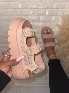 Gianna Sandal - (Wide Friendly) Pink, Sparkly, Platform, Baddie, Summer, Velcro