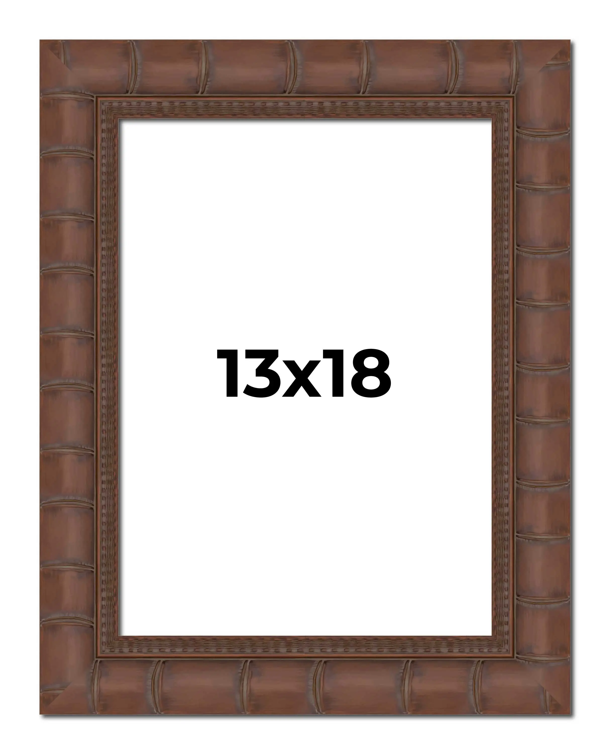 13x18 Brown Wide Bamboo Picture Frame - UV Acrylic, Foam Board Backing, Hanging Hardware