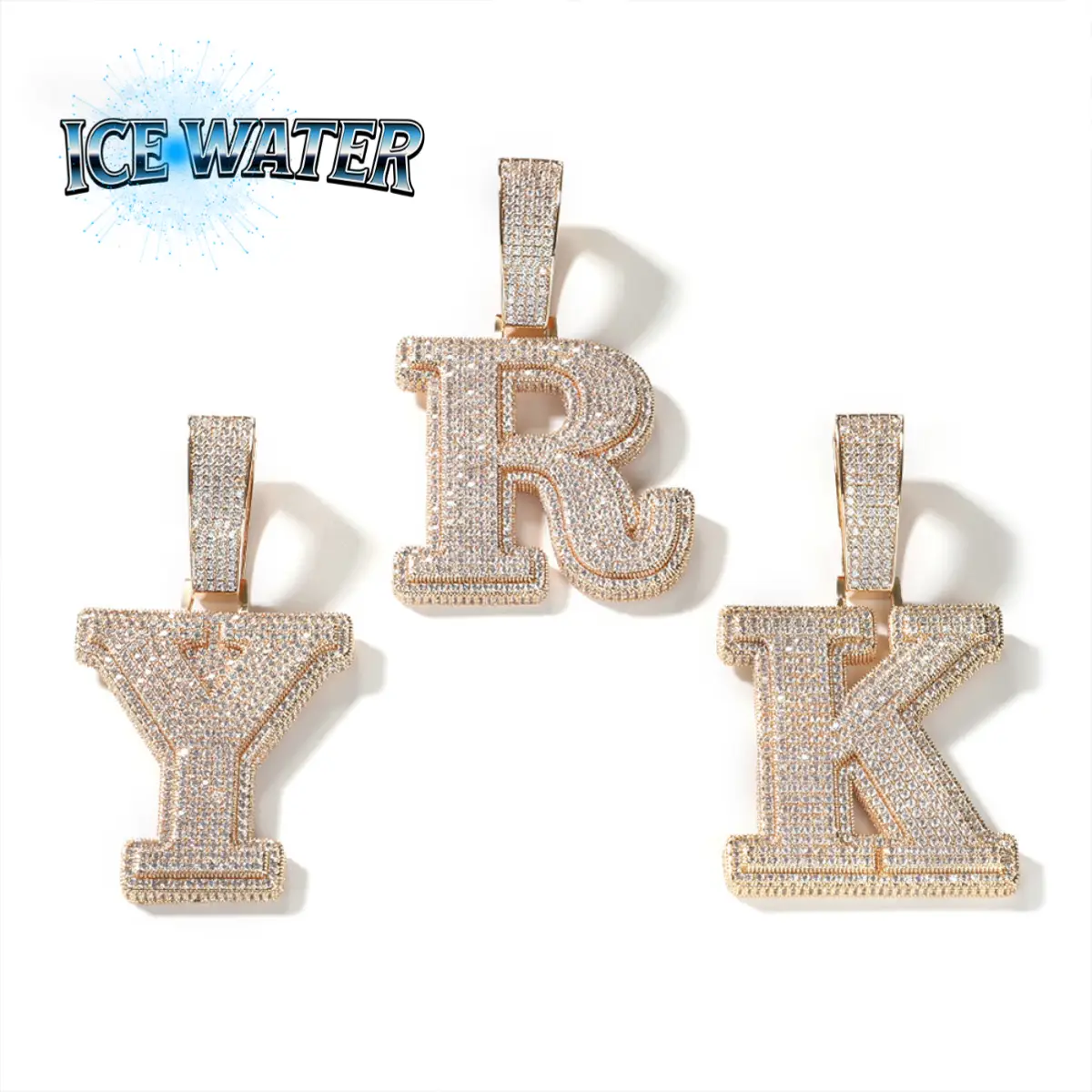 ICE WATER Large 26 Letter zirconia Pendant For DIY Hip Hop Couple Jewelry Accessories