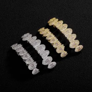 New best-selling fashion hip-hop men's zircon braces personality colorful zirconium fangs personality accessories funny braces.