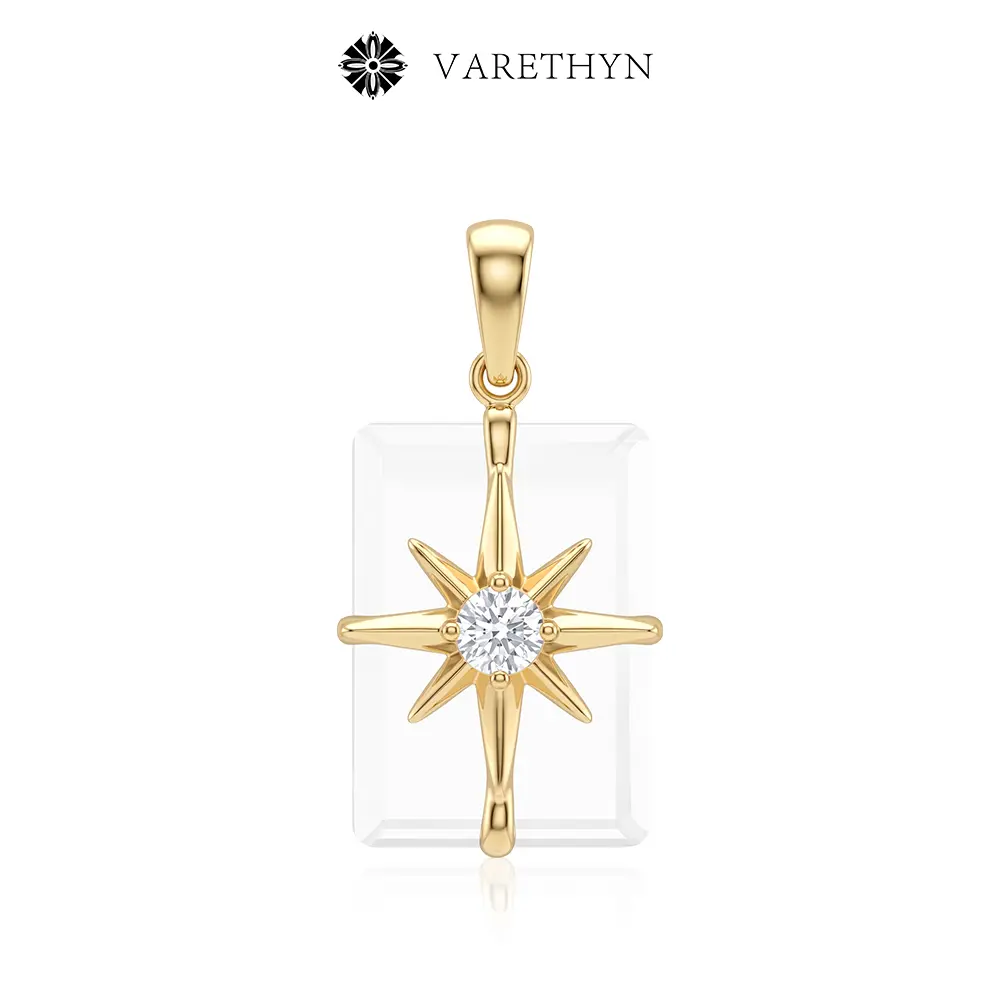Venus Morning Star Crystal Pendant | 14K Gold Plated Celestial Charm for Women