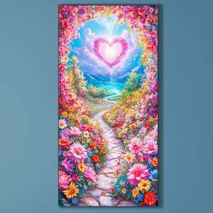 5D DIY Full Drill Diamond Painting - Diamond Painting Kit Heart Flower Cluster Mosaic Canvas DIY Wall Art, Home Wall Decoration