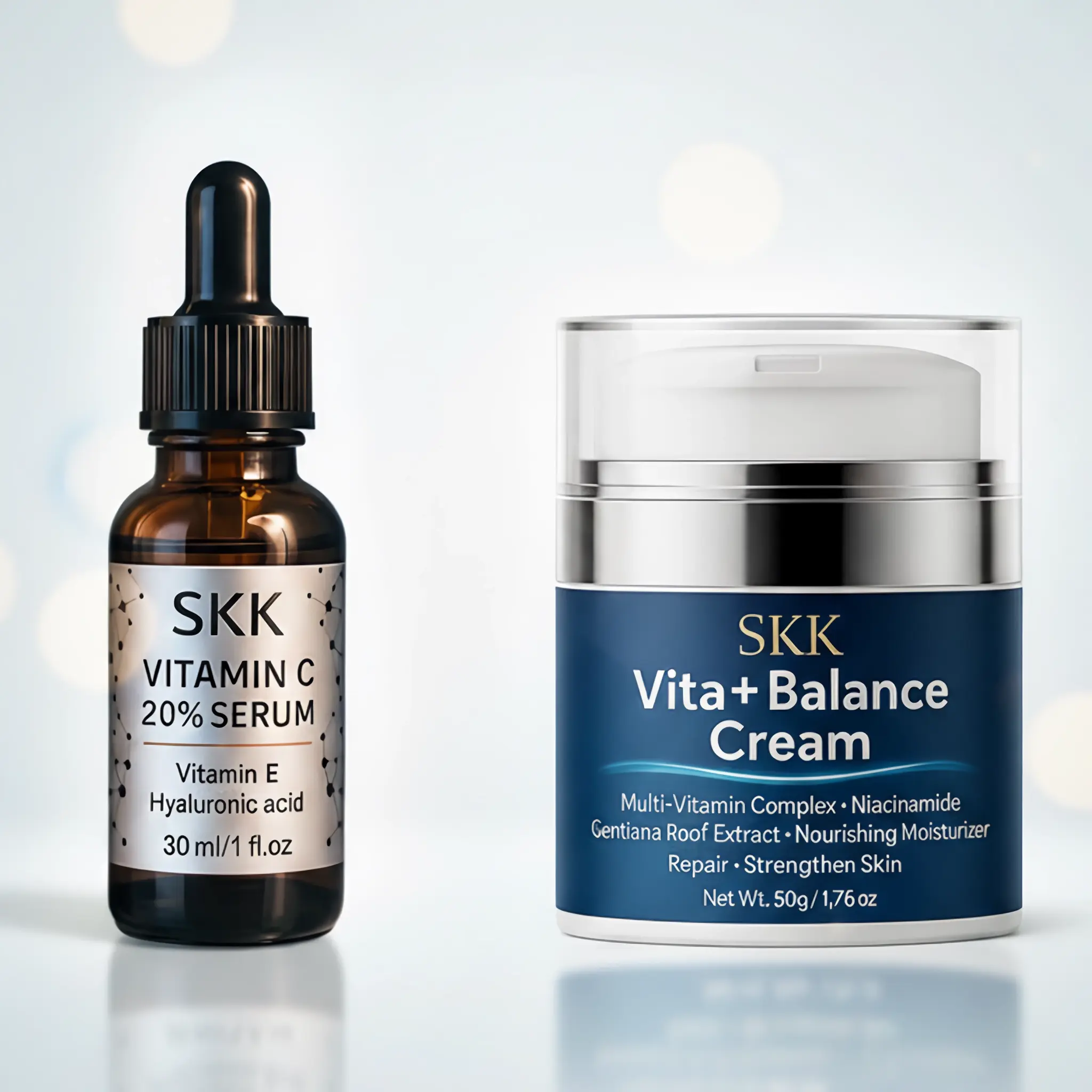 Vitamin C Facial Serum & Collagen Face Moisturizer Set - Firming, and Hydrating Skincare Set for Dry and Sensitive Skins