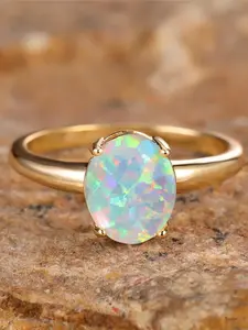 Big Oval Stone Engagement Ring White Fire Synthtic Opal Egg Rings For Women Vintage Gold Color Wedding Bands Jewelry Minimalist Accessory