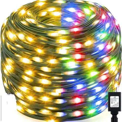 Ollny Color Changing Indoor Outdoor Multiple Color 84ft Christmas String Lights Set - 800 LED, 330FT Green Wire, 110V Plug-Powered, IP67 Waterproof, 8 Modes, Remote, Timer, 29V Low Output, for Christmas Tree Home Decoration