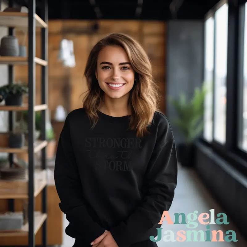 Black Stronger Than The Storm Embroidered Sweatshirt
