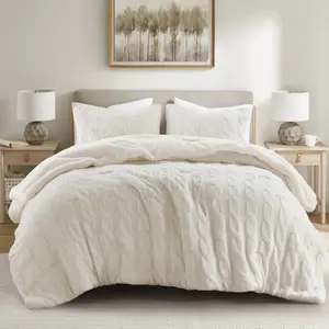 Madison Park MP10-8890 Cable Knit Chenille Comforter Set, Ivory - Full & Queen Size