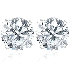 4 CT Diamond Studs 14k White Gold