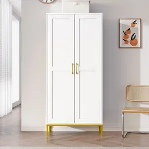 Storage Cabinet, Kitchen Pantry Cabinet With 2 Doors & Adjustable Shelves, Tall Storage Cabinet For Laundry Room, Living Room, Entryway, Bathroom