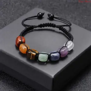 Seven Chakra Natural Stone Healing Bracelet for Men & Women, Adjustable Cord Design with Amethyst Beads, Spiritual Energy Balancing Jewelry, Perfect for Daily Wear, Yoga, Meditation & Thoughtful Gift Giving