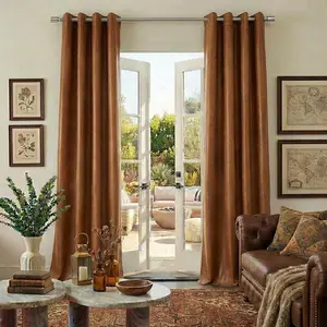 Long Velvet Curtains 108 Inch, High Ceiling Loft Drapes 2 Panels, Theater Gold Velvet Blinds for Villa/Hall, 52 x 108, Bronze