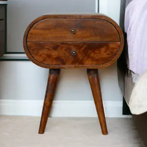 Chestnut Circular Bedside Table