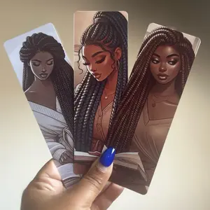 Braids and Books Bookmarks Featuring Stylish African American Women with Braids Perfect for Book Lovers