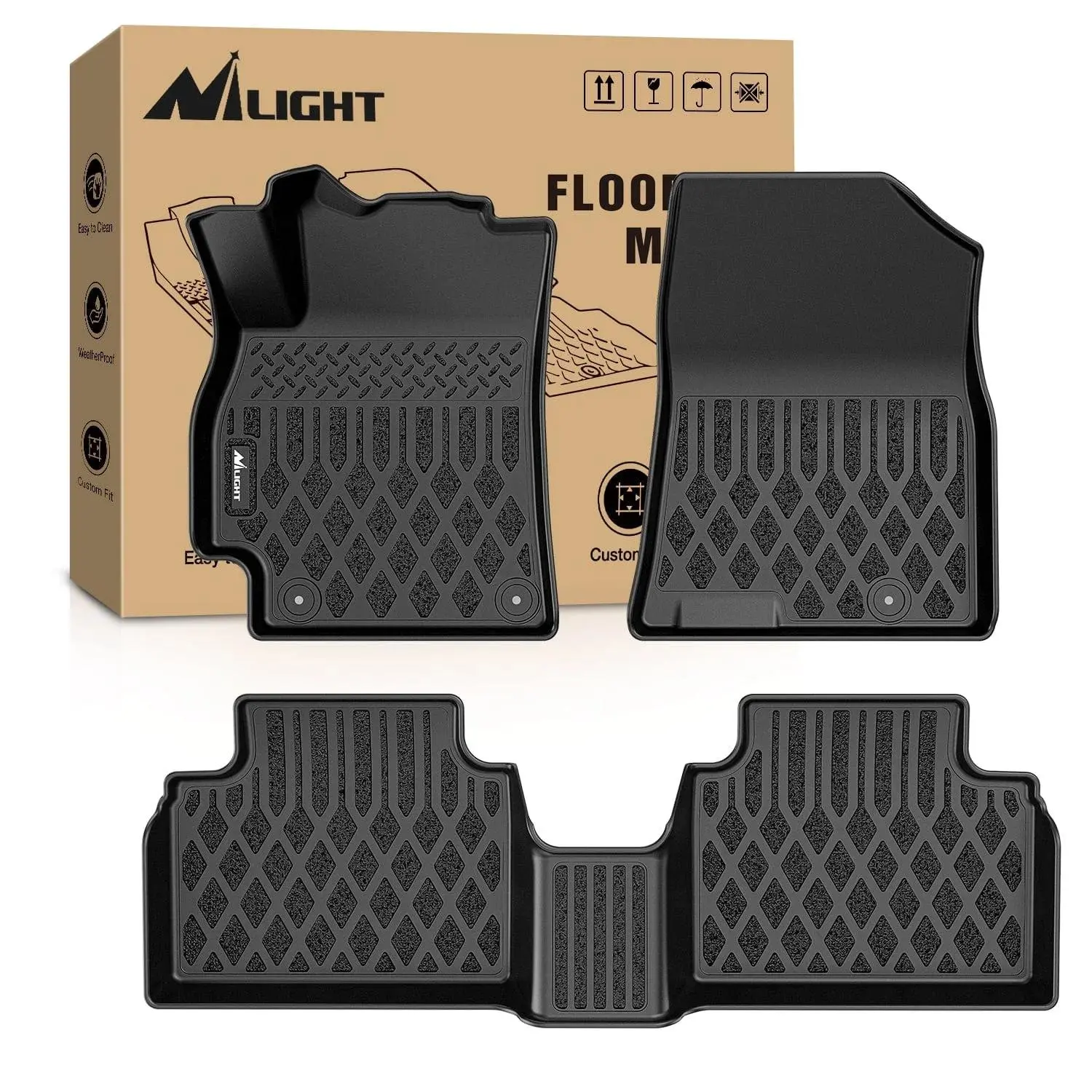 Nilight Custom Fit Floor Mats for Kia K4 2025-2026, Heavy Duty All Seasons Floor Liners, Waterproof Debris Guard, Includes Clips