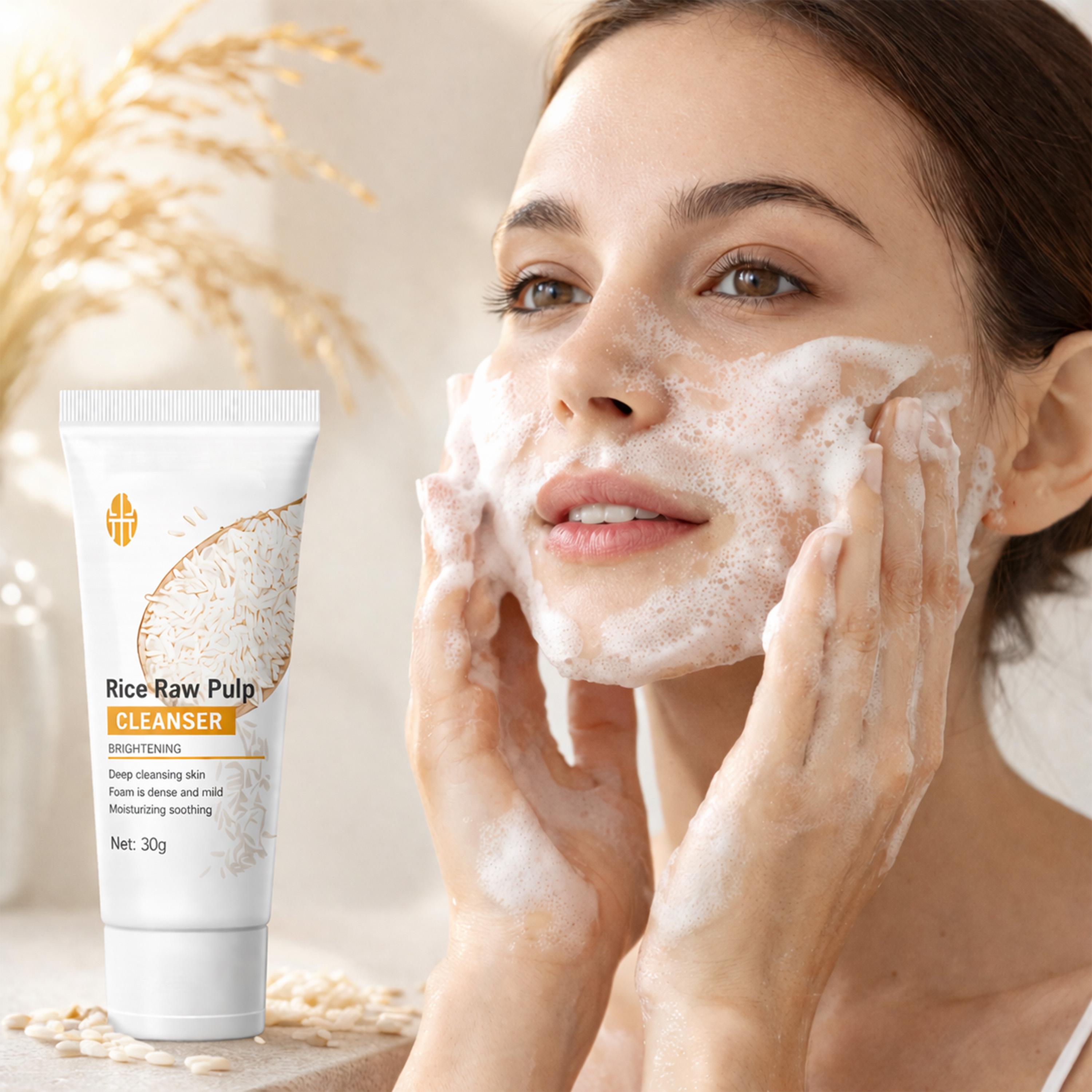 【Mother's Day gift】Rice Skincare Travel 5-Piece Set, Rice Extract Cleanser Toner Serum Lotion Face Cream, Daily Hydration Gentle Care Starter Set