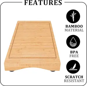 Stove Cover Board for Gas Stovetop - Raised Cutting Board with Legs and Juice Grooves, Adjustable Noodle Board Stove Cover for RV Stove Top