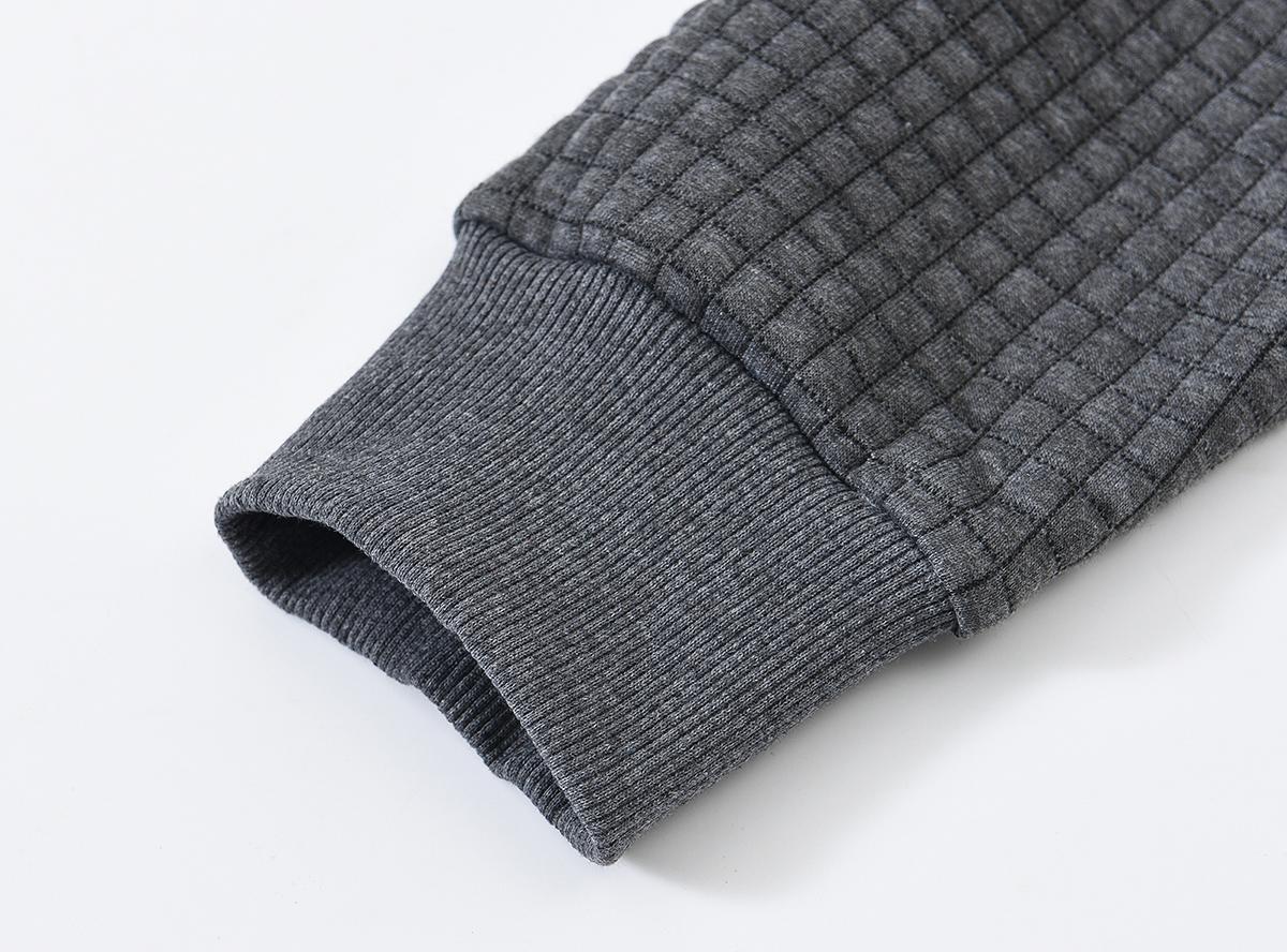 Mens Hooded Sweatshirt Long Sleeve Solid Knitted Hoodie Pullover Sweater Casual Menswear Soft Breathable Fabric Plaid Jacquard Design