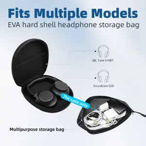 【EVA Hard Shell Set】EVA hard shell large over-ear headphone carrying case + multi-purpose storage bag, pressure-resistant, shockproof, travel-friendly, portable. Suitable for Sony MDR-ZX WH-CH, JBL Tune 510BT 720BT, Socore Q20/Q30 B, ERIBES KVIDIO TOZO.
