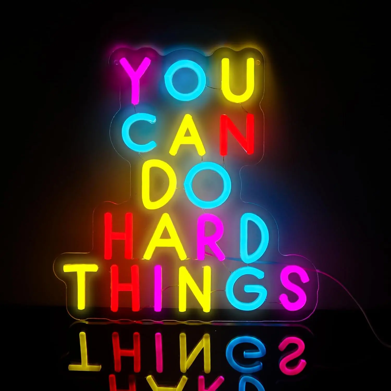 You Can Do Hard Things Neon Signs，classroom, bedroom, living room, learning friend gift art, USB power supply，first day of school sign