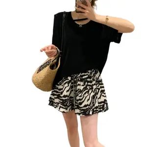 High-Waisted Wide-Leg Pants with Zebra Pattern for Women, Summer Thin Style, Plus Size Loose and Body-Covering Casual Trousers