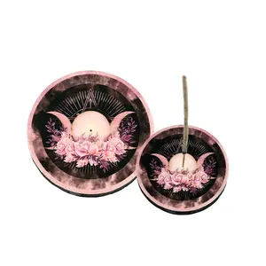 Triple Moon Pink 4" Round Incense Burner Ash Catcher
