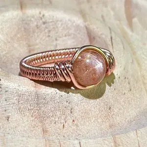 Copper and Confetti Sunstone Ring