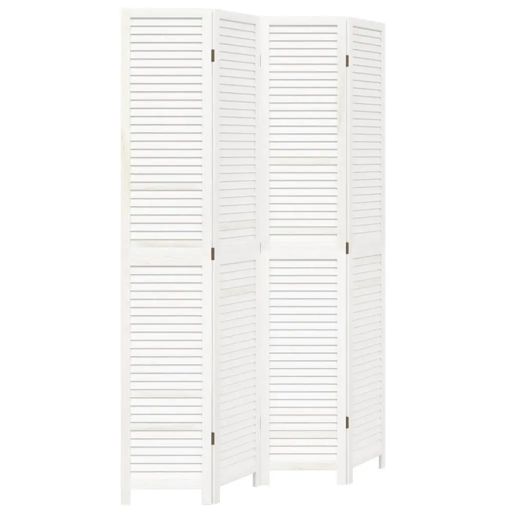 vidaXL Room Divider 4 Panels, Privacy Screen, Room Separator for Bedroom Office, Foldable Room Partition, White Solid Wood Paulownia 358836