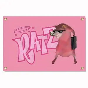 RATZS Pink Mouse 3x5Ft Flags Tapestry for College Dorm Bedroom Wall Hanging Decoration Outdoor Party Banner with 4 Brass Gromments