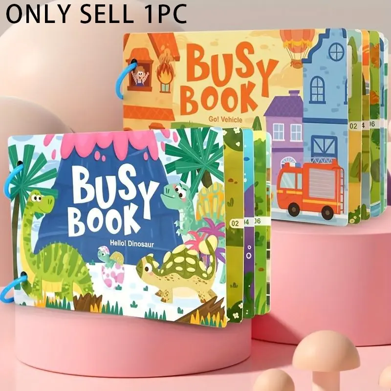 Busy Book, 1 Count Educational Sensory Busy Book, Learning Activity Toy, Learning Tool, Ideal Birthday Gift, Home Gift, Drawing Book for Kids, Coloring Book