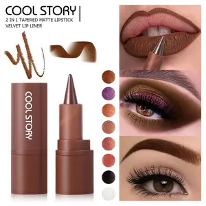 3 in 1 Lip Liner & Lipstick & Eyeliner, 1pc Natural Matte Finish Lip Sticks, Lip Makeup Products for Women & Girls