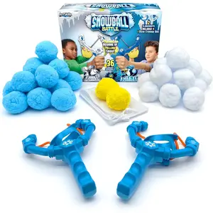 Snowball Battle Indoor Snowball Fight Set with 36 Fake Snowballs & 2 Snowball Slingshots