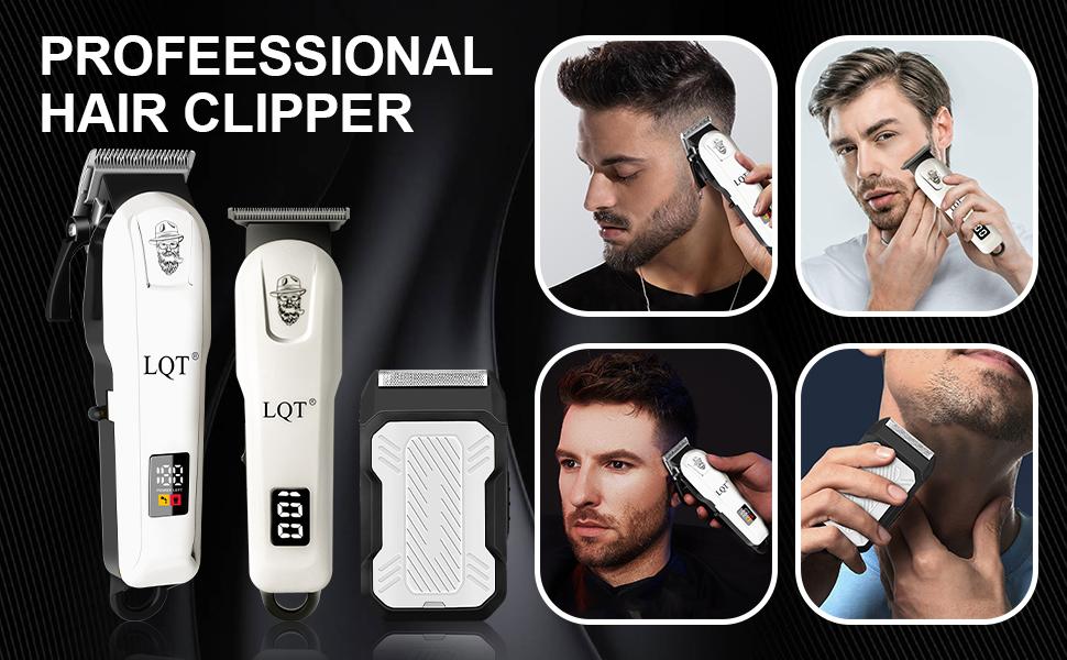 LQT Men's hair clipper  professional electric haircut set, including a razor, suitable for family barber shops, digital display LCD screen, USB charging, Father's Day gift