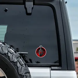 1PC Street Trendy Vintage Spartan Badge Sticker For Motorcycle Personalized Red-Black Spartan Helmet Badge Decor With Vintage Warrior Powerful Trend Vibe In Daily Use A Must-Have For Spartan Culture Fans & Vintage Hardcore Style Fans