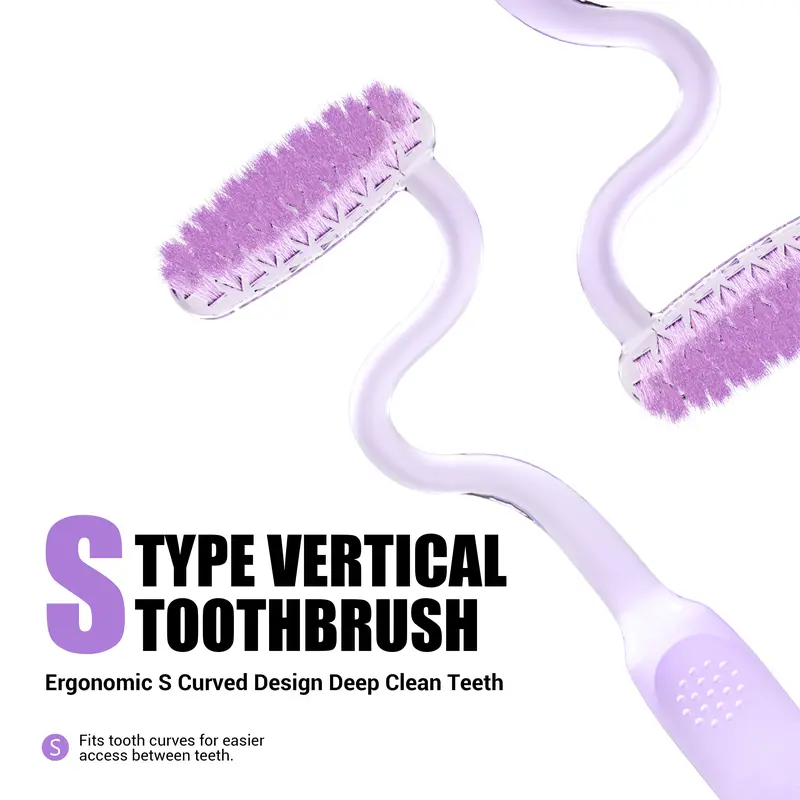 CEELIKE S-Type Vertical Toothbrush - Ultra-Soft Fine Bristles, Oval Design, Polypropylene & PBT Plastic, Unisex Adult Non Toxic Toothbrush for Oral Care Supplies, Deep Clean & Sensitivity Relief, Daily Dental Care
