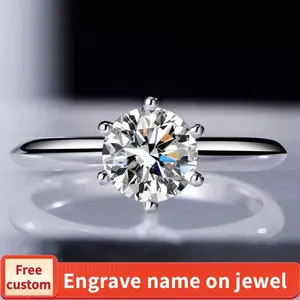 S925 Sterling Silver D Color Synthetic Moissanite Six-claws Ring 1/2/3/5 Carat Elegant Luxury Daily Life Woman Birthday Gift Engagement-235